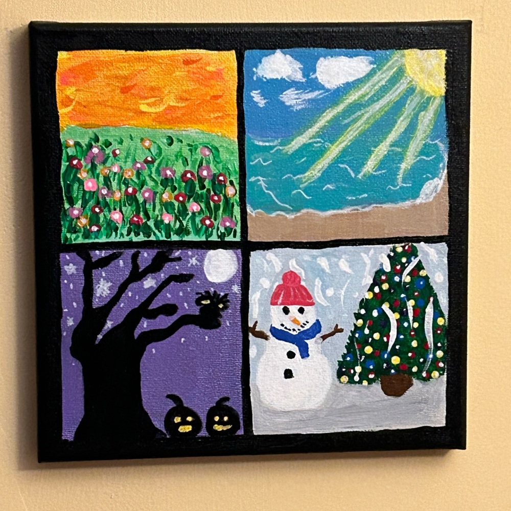 Original  One Of A Kind “Four Seasons’ Acrylic Painting
